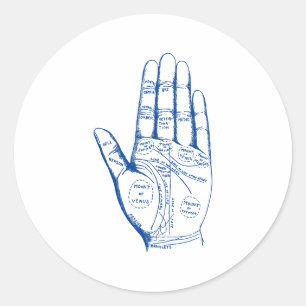 Vintage Palmistry Chart Palm Reading Classic Round Sticker