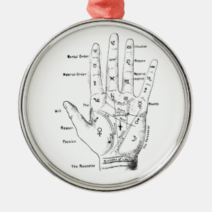 Vintage Palmistry fortune Telling Metal Tree Decoration