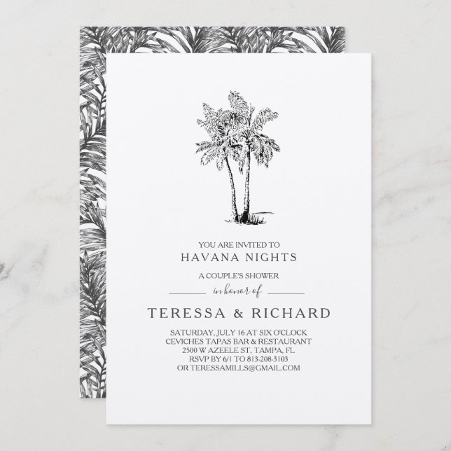 Vintage Palms | Havana Nights Couples Shower Invitation (Front/Back)