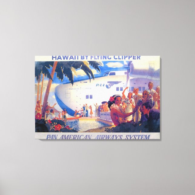 Vintage Pan American Travel Poster - Hawaii Canvas Print (Front)