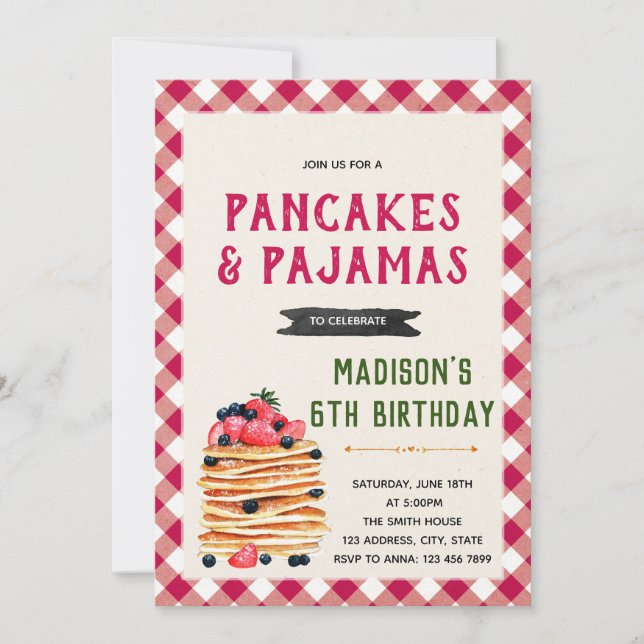 Vintage pancake shower party invitation (Front)