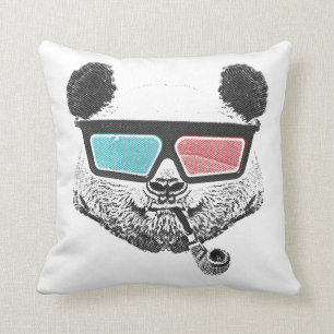 Vintage panda 3-D glasses Cushion