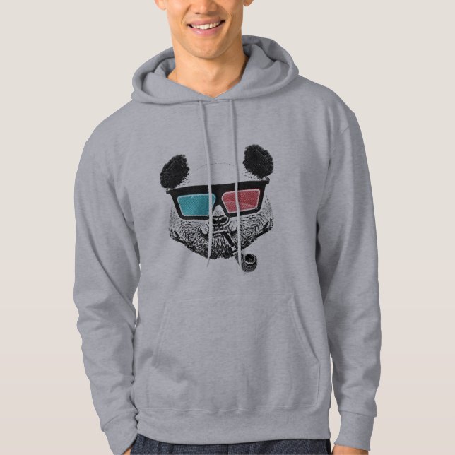 Vintage panda 3-D glasses Hoodie (Front)