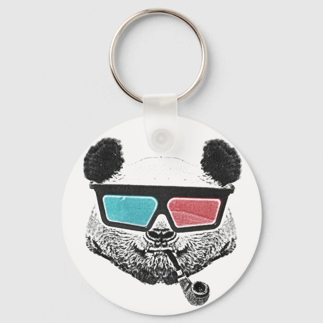 Vintage panda 3-D glasses Key Ring (Front)