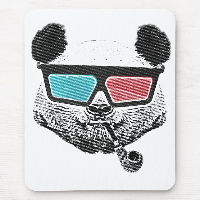 Vintage panda 3-D glasses Mouse Pad (Front)