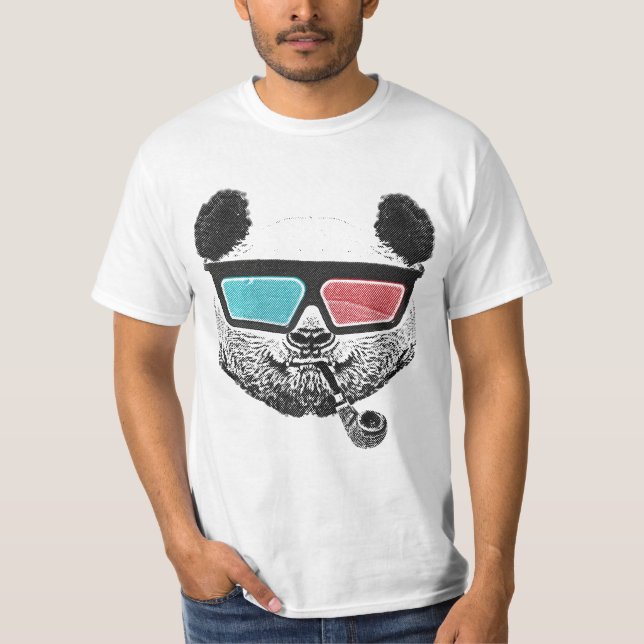Vintage panda 3-D glasses T-Shirt (Front)