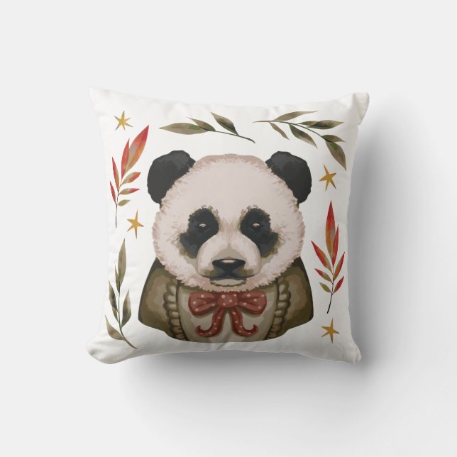 Vintage Panda Charm Cushion (Front)