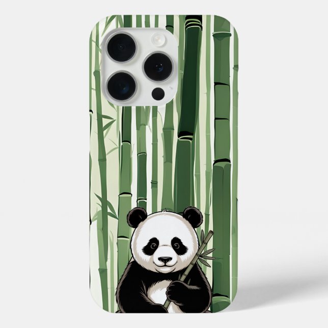 Vintage Panda Phone Case with Bamboo (Back)