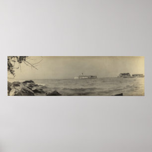 Vintage Panoramic of Kelleys Island, OH - Ferry Poster