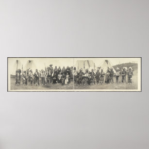 Vintage Panoramic Photograph of Native American Poster