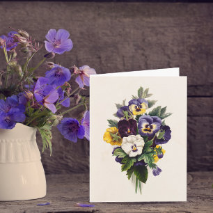 Vintage Pansies Blank Note Card