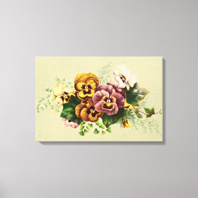 Vintage Pansies Bouquet Canvas Print (Front)