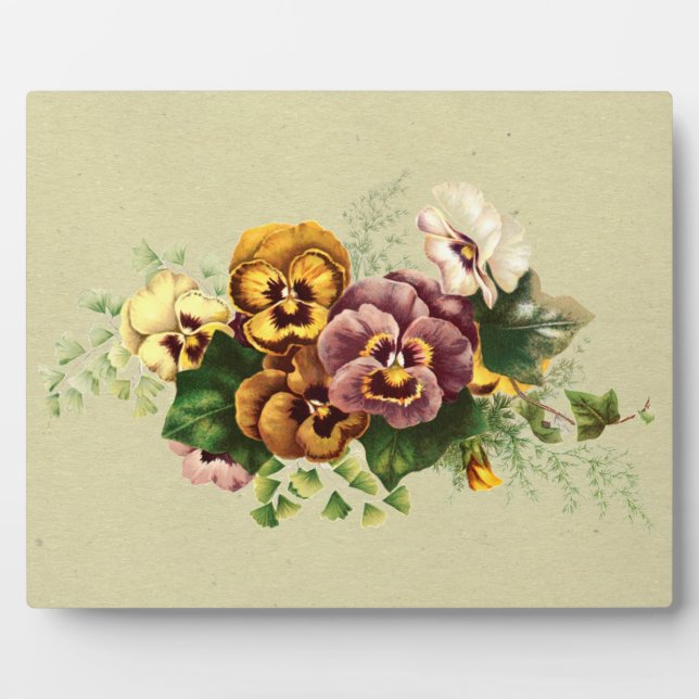 Vintage Pansies Bouquet Plaque (Front)