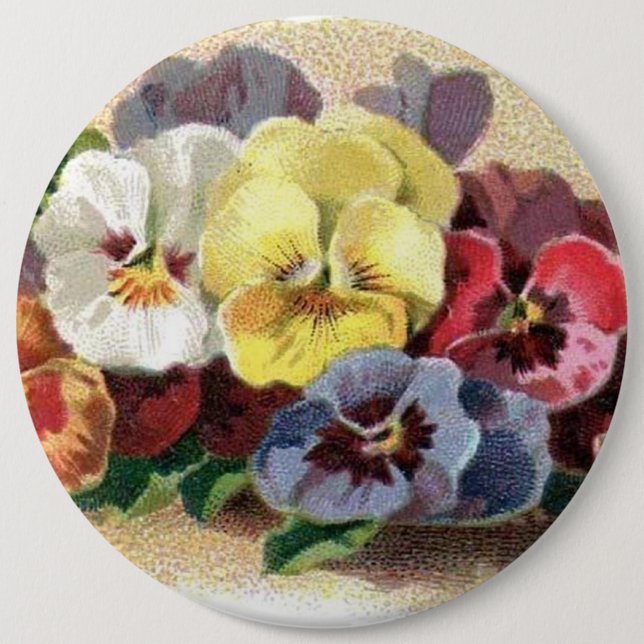 Vintage Pansies Button (Front)