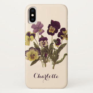 Vintage Pansies in Bloom, Floral Garden Flowers iPhone X Case