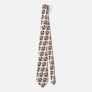 Vintage Pansies in Bloom, Floral Garden Flowers Tie