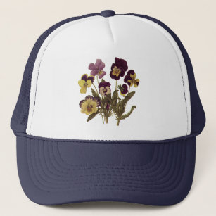 Vintage Pansies in Bloom, Floral Garden Flowers Trucker Hat