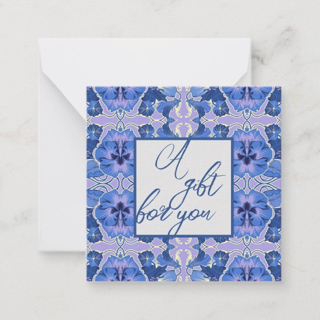 Vintage Pansies in Lavender & Blue Card (Front)