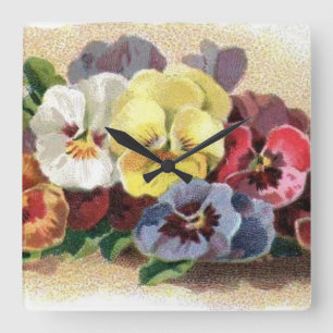 Vintage Pansies Wall Clock