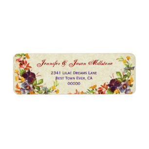 Vintage Pansies Wedding Label