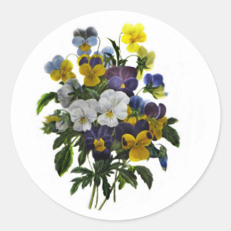 Vintage Pansy Botanical Print Classic Round Sticker
