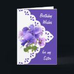 Vintage Pansy Flower for Sister Birthday Card<br><div class="desc">Vintage Pansy Flower for your Sister's Birthday</div>