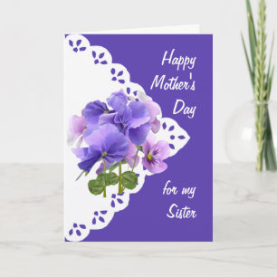 Vintage Pansy Flower for Sister Mother's Day Card