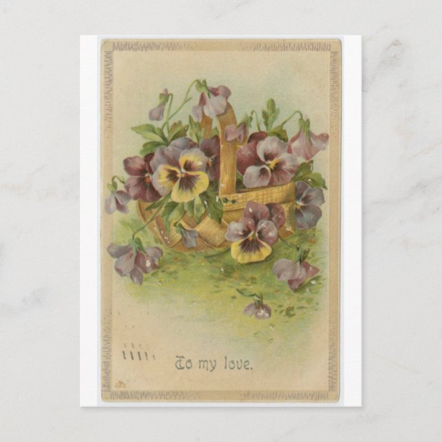 Vintage Pansy Post Cards Victorian Valentines (Front)