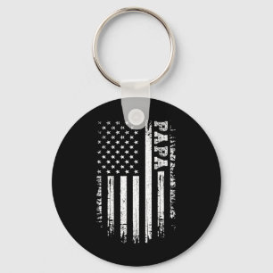 Vintage Papa American Flag 4th Of July Usa Retro Key Ring