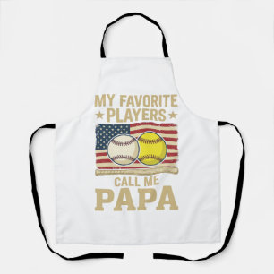 Vintage Papa Baseball Softball Players Shirt Desig Apron