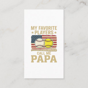 Vintage Papa Baseball Softball Players Shirt Desig Business Card