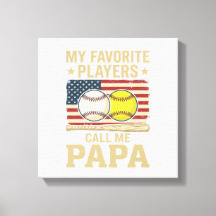 Vintage Papa Baseball Softball Players Shirt Desig Canvas Print