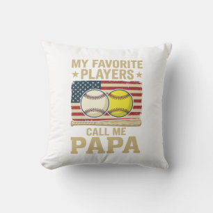 Vintage Papa Baseball Softball Players Shirt Desig Cushion