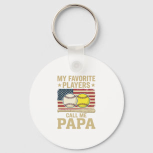Vintage Papa Baseball Softball Players Shirt Desig Key Ring