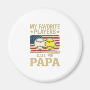 Vintage Papa Baseball Softball Players Shirt Desig Magnet