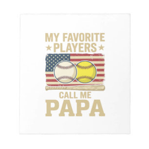 Vintage Papa Baseball Softball Players Shirt Desig Notepad