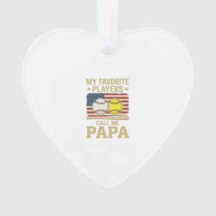 Vintage Papa Baseball Softball Players Shirt Desig Ornament