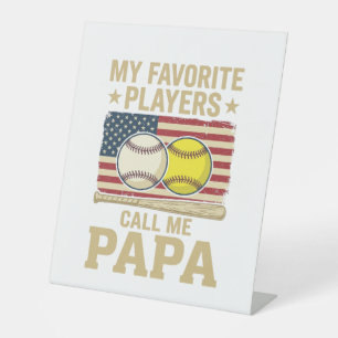 Vintage Papa Baseball Softball Players Shirt Desig Pedestal Sign