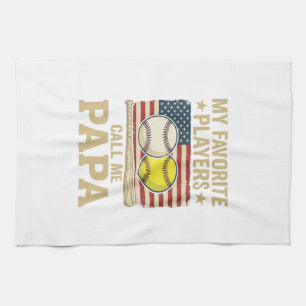Vintage Papa Baseball Softball Players Shirt Desig Tea Towel