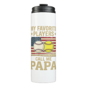 Vintage Papa Baseball Softball Players Shirt Desig Thermal Tumbler