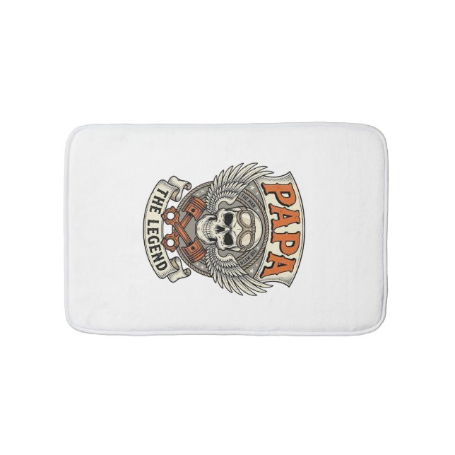 Vintage Papa Biker Skull Legend Bath Mat (Front)