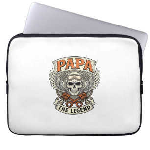 Vintage Papa Biker Skull Legend Laptop Sleeve