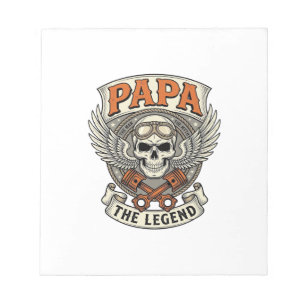 Vintage Papa Biker Skull Legend Notepad