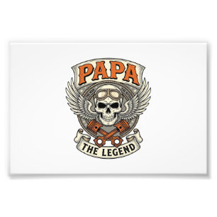 Vintage Papa Biker Skull Legend Photo Print