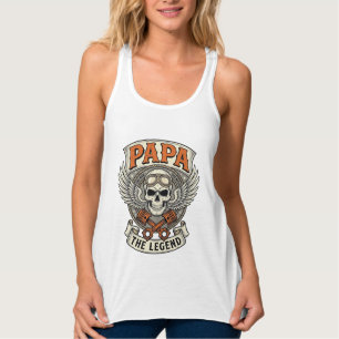 Vintage Papa Biker Skull Legend Singlet