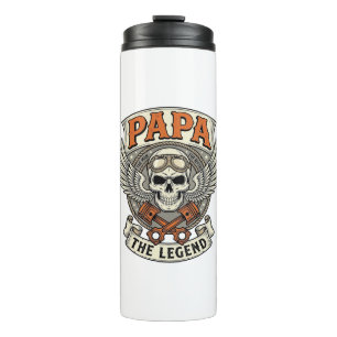 Vintage Papa Biker Skull Legend Thermal Tumbler