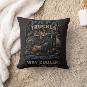 Vintage Papa Trucker Shirt Cool Truck Driver Dad Cushion