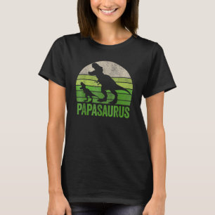 Vintage Papasaurus Dad Apparel Funny Papa Two Dino T-Shirt