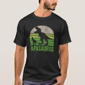 Vintage Papasaurus Dad Apparel Funny Papa Two Dino T-Shirt