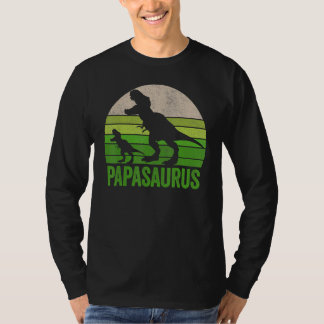 Vintage Papasaurus Dad Apparel Papa Two Dinosaurs T-Shirt